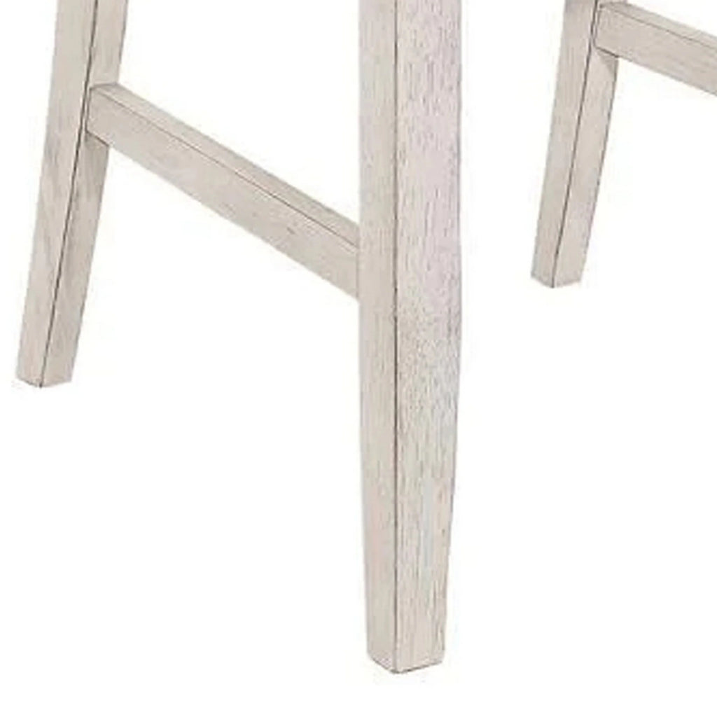 18 Inch Set of 2 Slatted Back Antique White Wood Dining Chair Q189