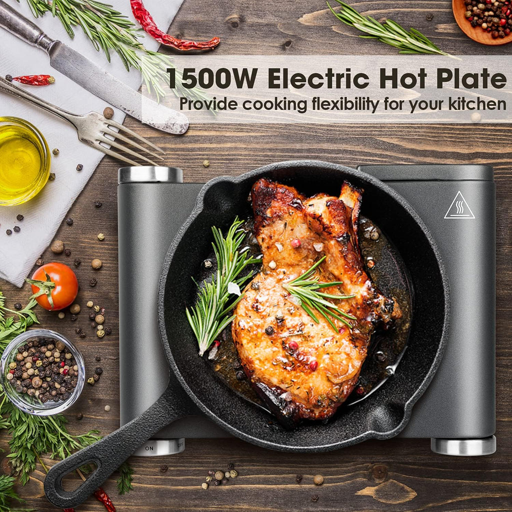 Cast Iron Electric Hot Plate Portable Burner Pack of 2 U888