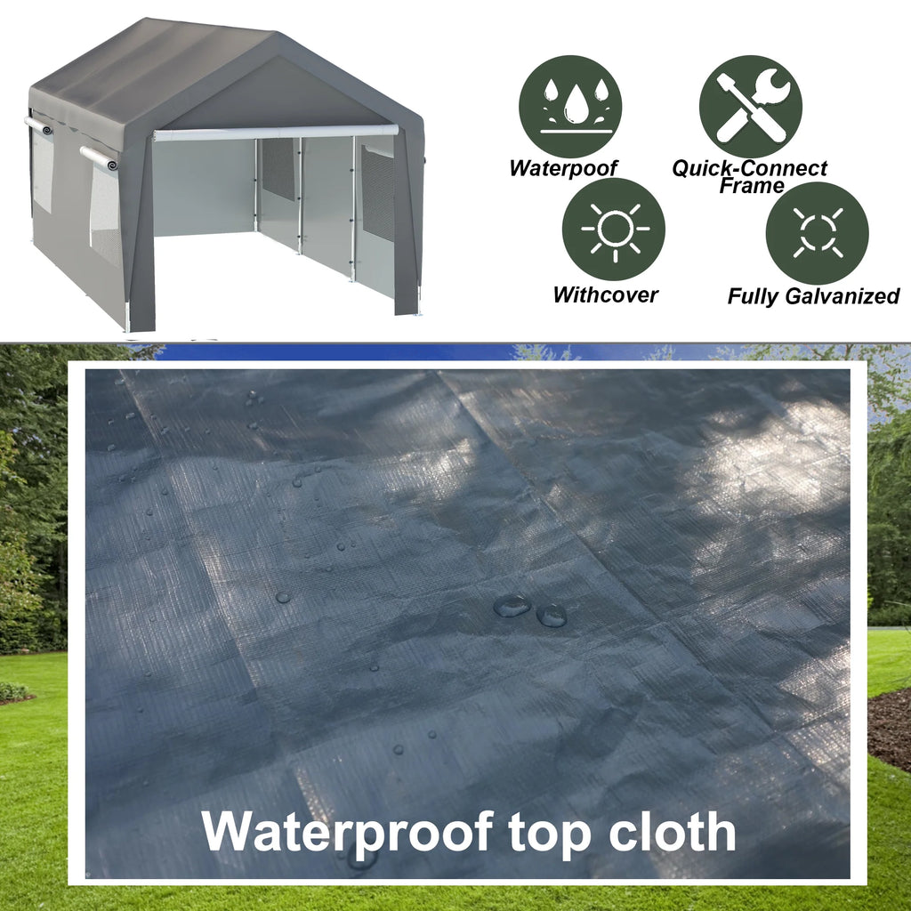 10 x 20 ft. Heavy Duty Steel Outdoor Carport Canopy B195855