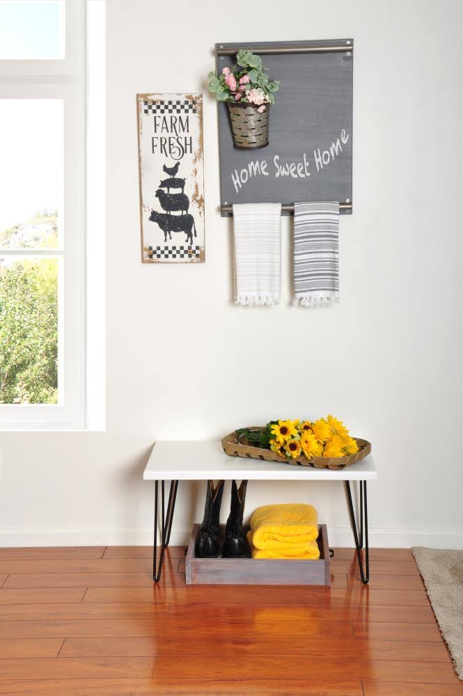 Rustic White Wood Bench B68305