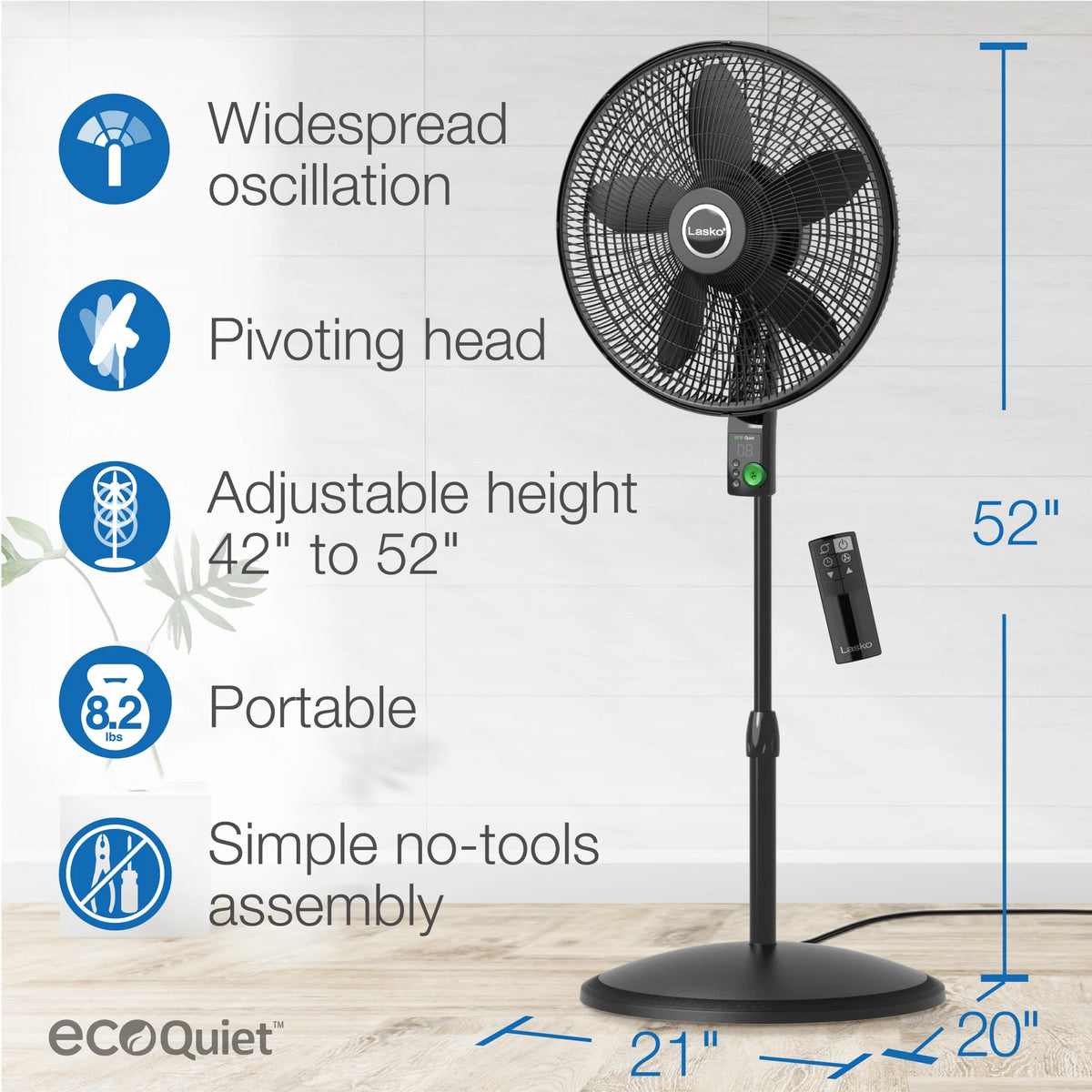 18" Black Pedestal Fan W7223