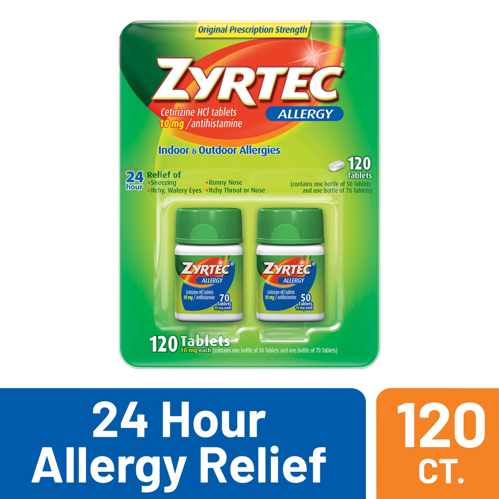 24 Hour Allergy Relief Tablets 10mg Cetirizine HCl 120 ct I525094