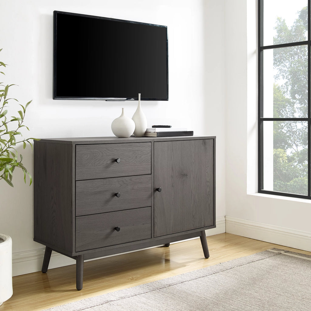 Gray 3 Drawer Engineered Wood Media Console Table T769