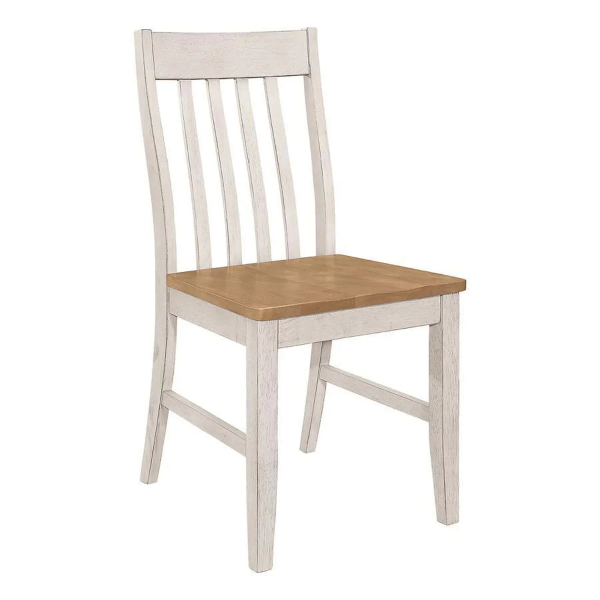 18 Inch Set of 2 Slatted Back Antique White Wood Dining Chair Q189