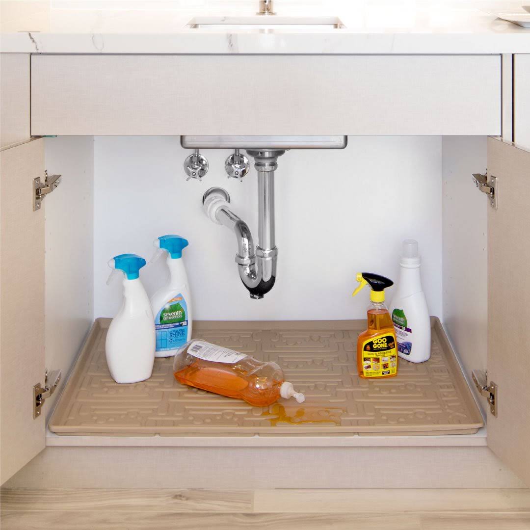 Under Sink Kitchen Cabinet Mat 37 x 22 inch Beige Z908703