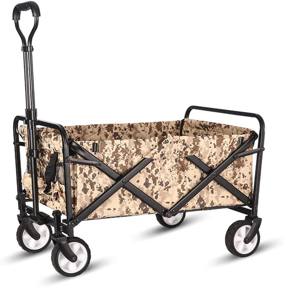 Collapsible Folding Utility Wagon Cart 5" Solid Rubber Wheels Grey K675419