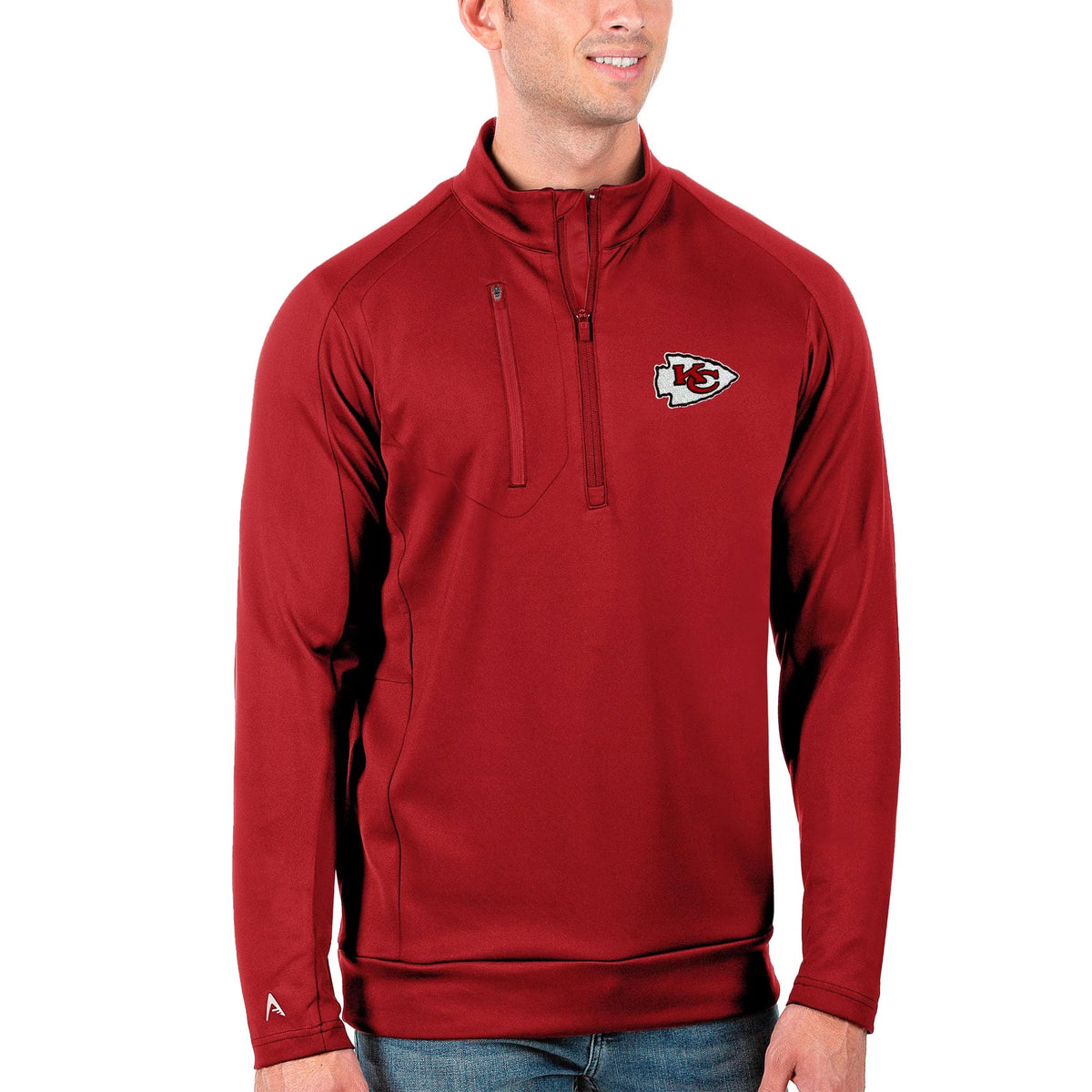 Men's Red Quarter-Zip Pullover Jacket K349