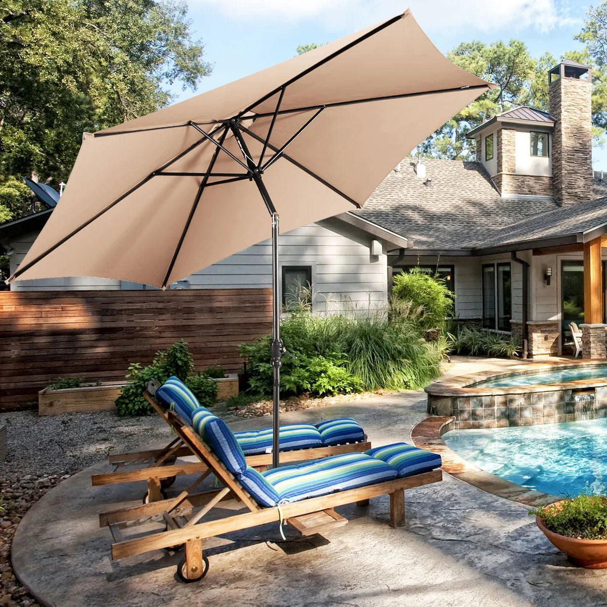 10FT Steel Tilt Patio Umbrella G1485