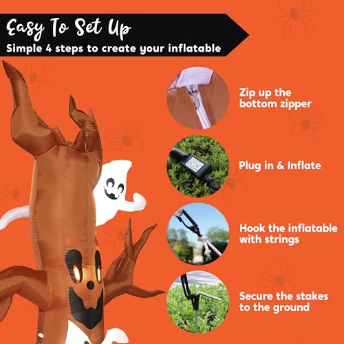 8 FT Halloween Inflatable Scary Tree with Ghost Decorations M997309