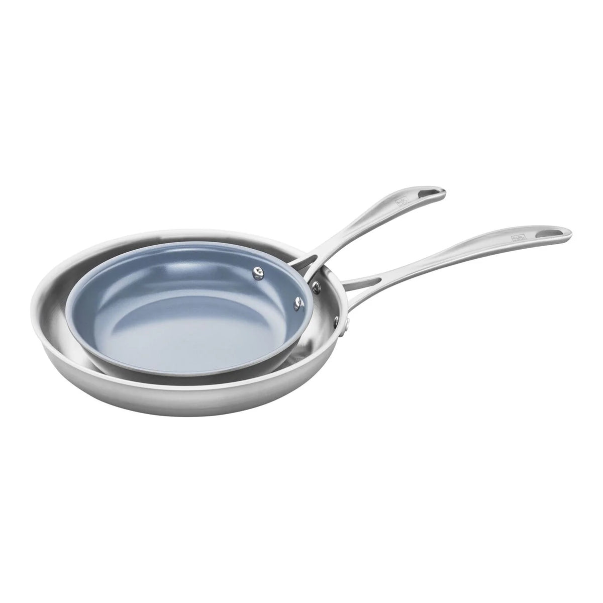 2pc Stainless Steel Ceramic Nonstick Fry Pan Set V7505
