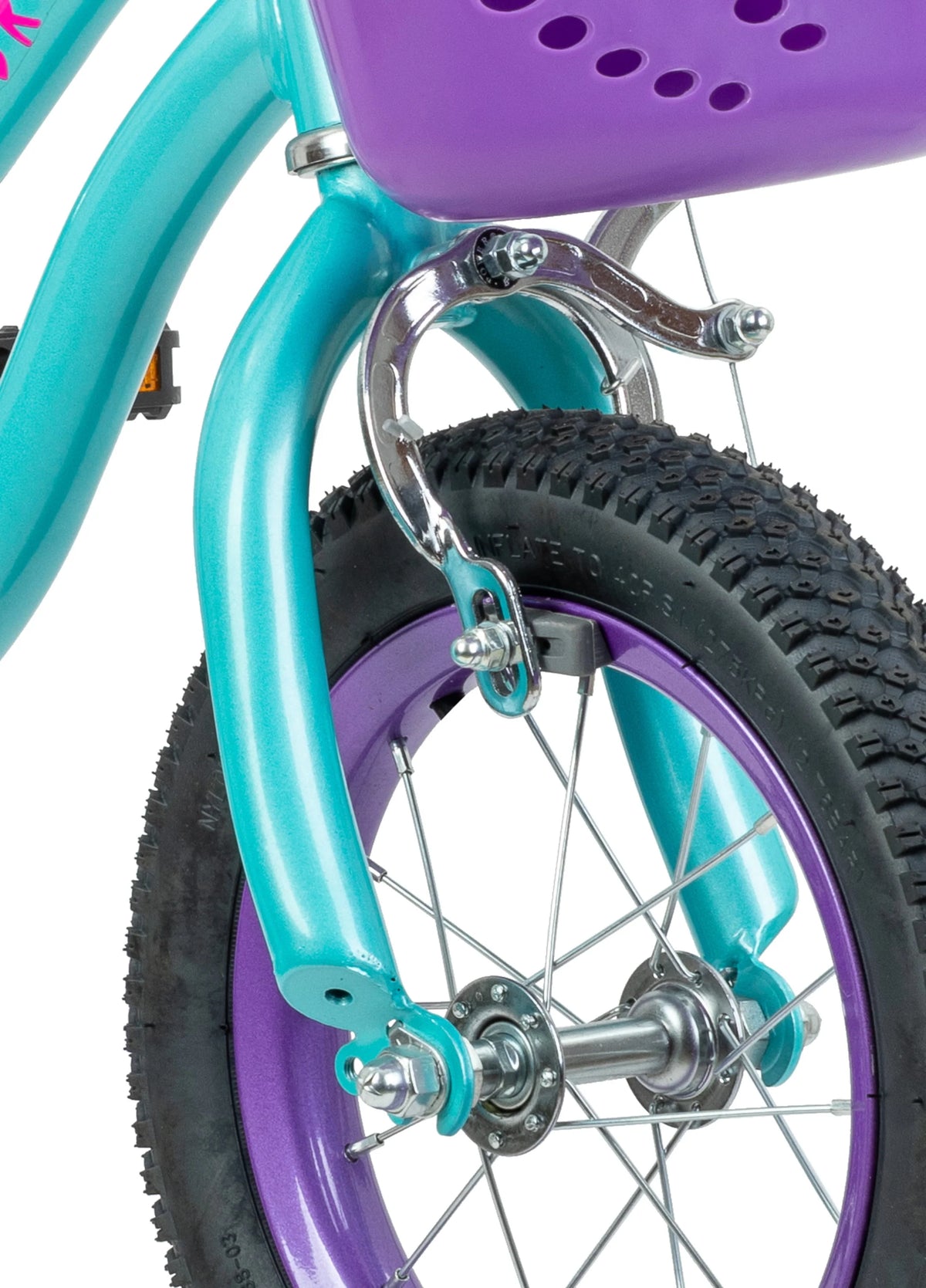 Teal Kids Bike with Basket A9294