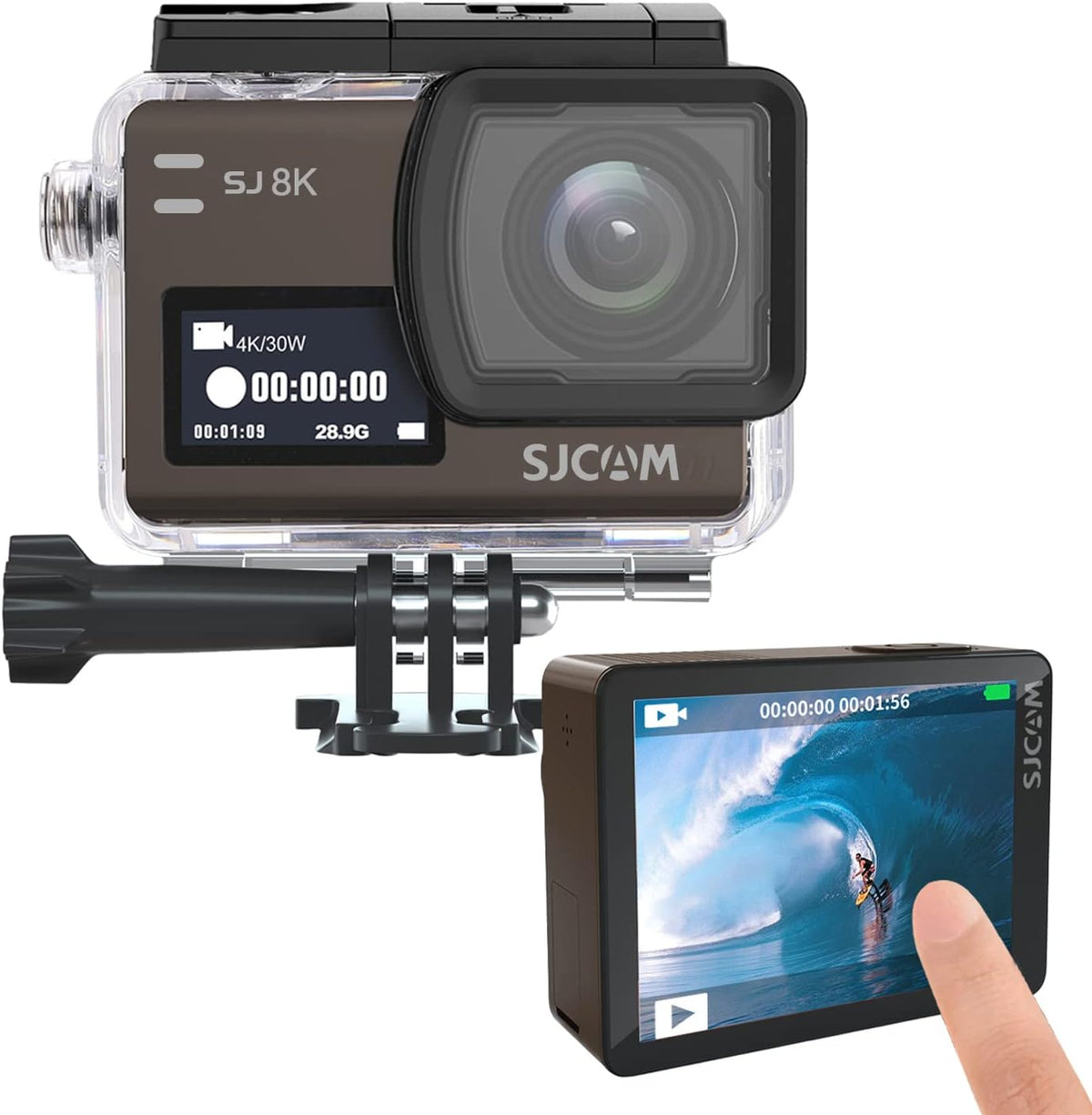 4K30FPS Action Camera 170 Degree Wide Angle 98FT Waterproof with Case T132491