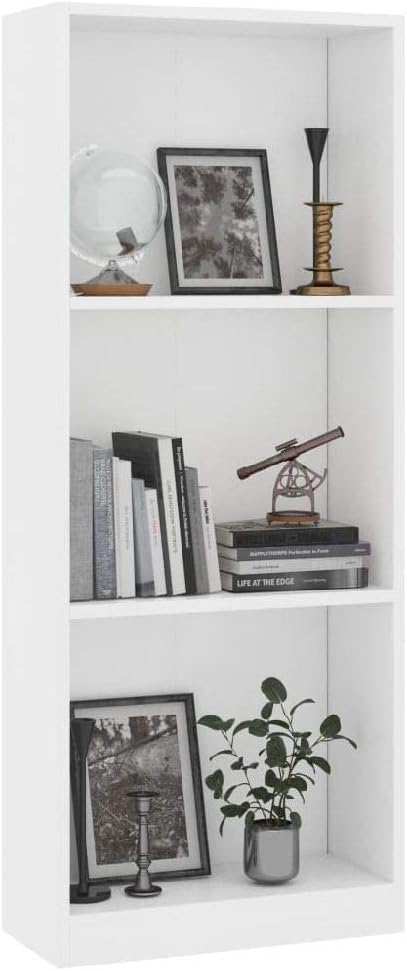 3-Tier White Chipboard Bookcase L891144