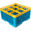 9 Compartment Yellow Glass Rack with 4 Extenders H334