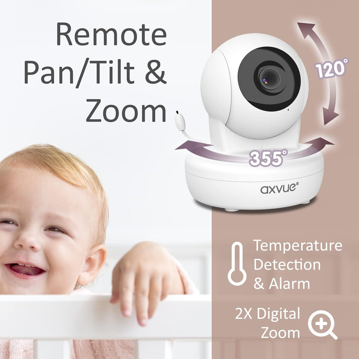 Video Baby Monitor with Pan-Tilt-Zoom Camera and 4.3 LCD Screen W5084