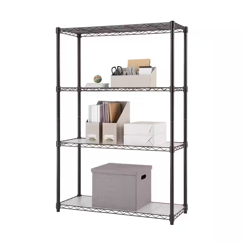 Dark Bronze 4-Tier Steel Wire Shelving Unit with Liners L123
