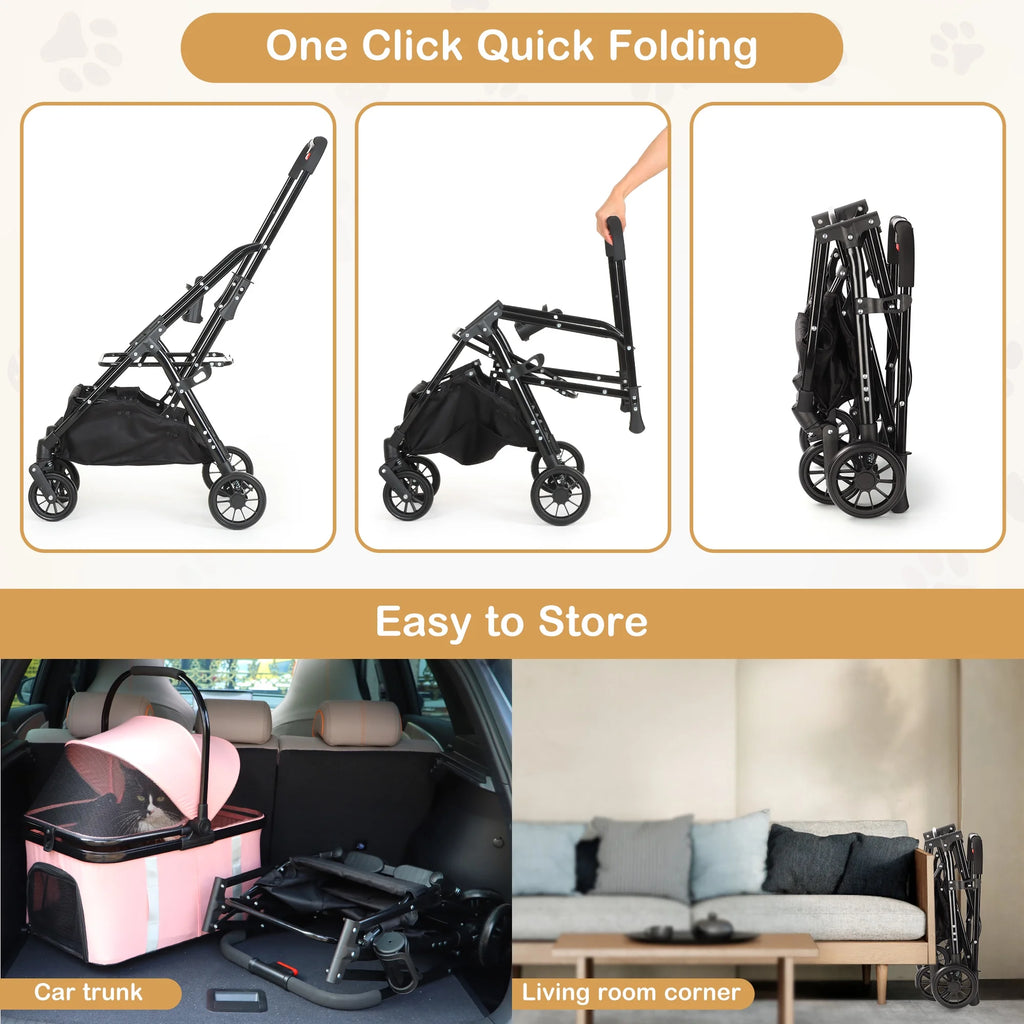 Foldable 4 Wheel Pet Stroller Q1566