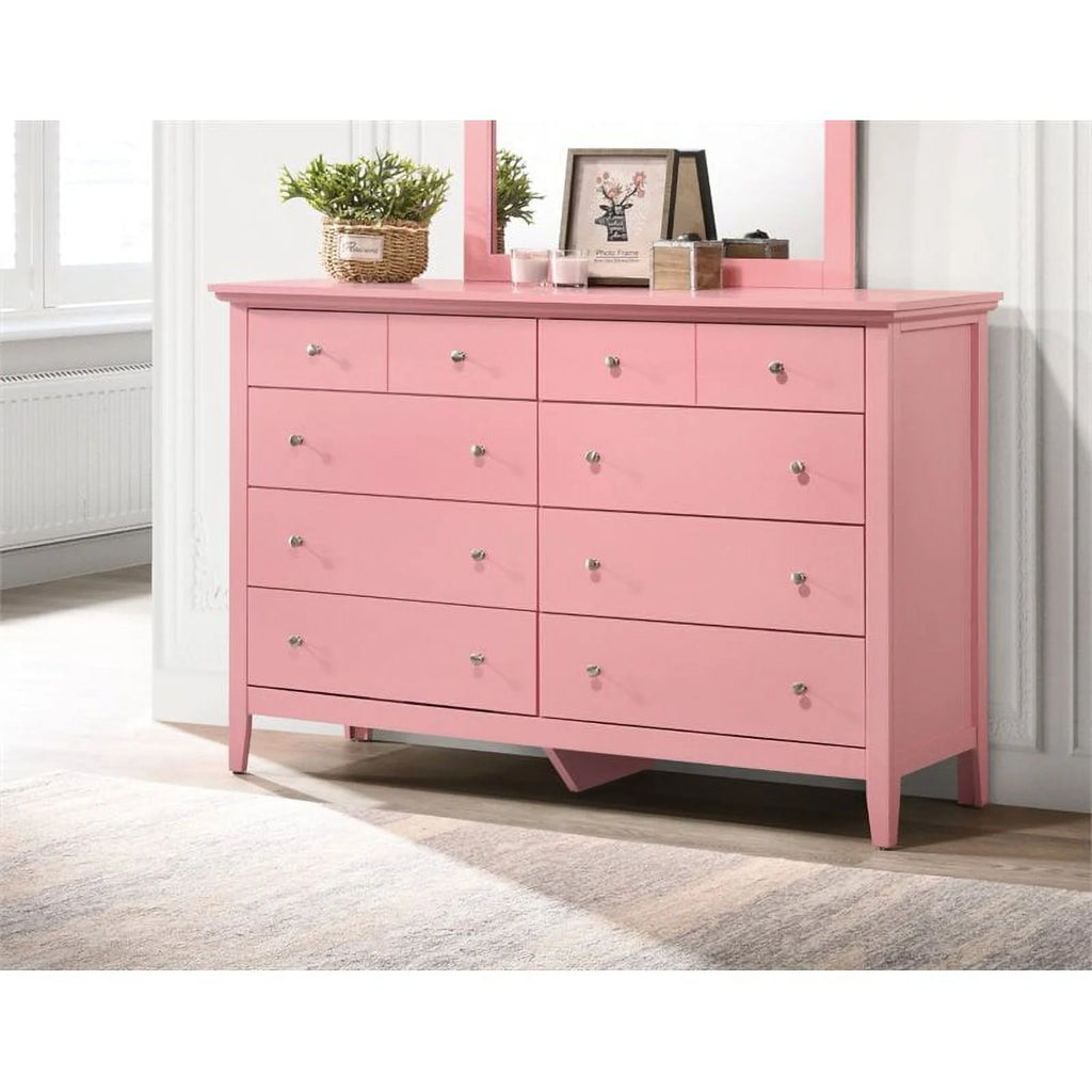 Pink 3-Piece Dresser TV Stand and Nightstand Set L9055