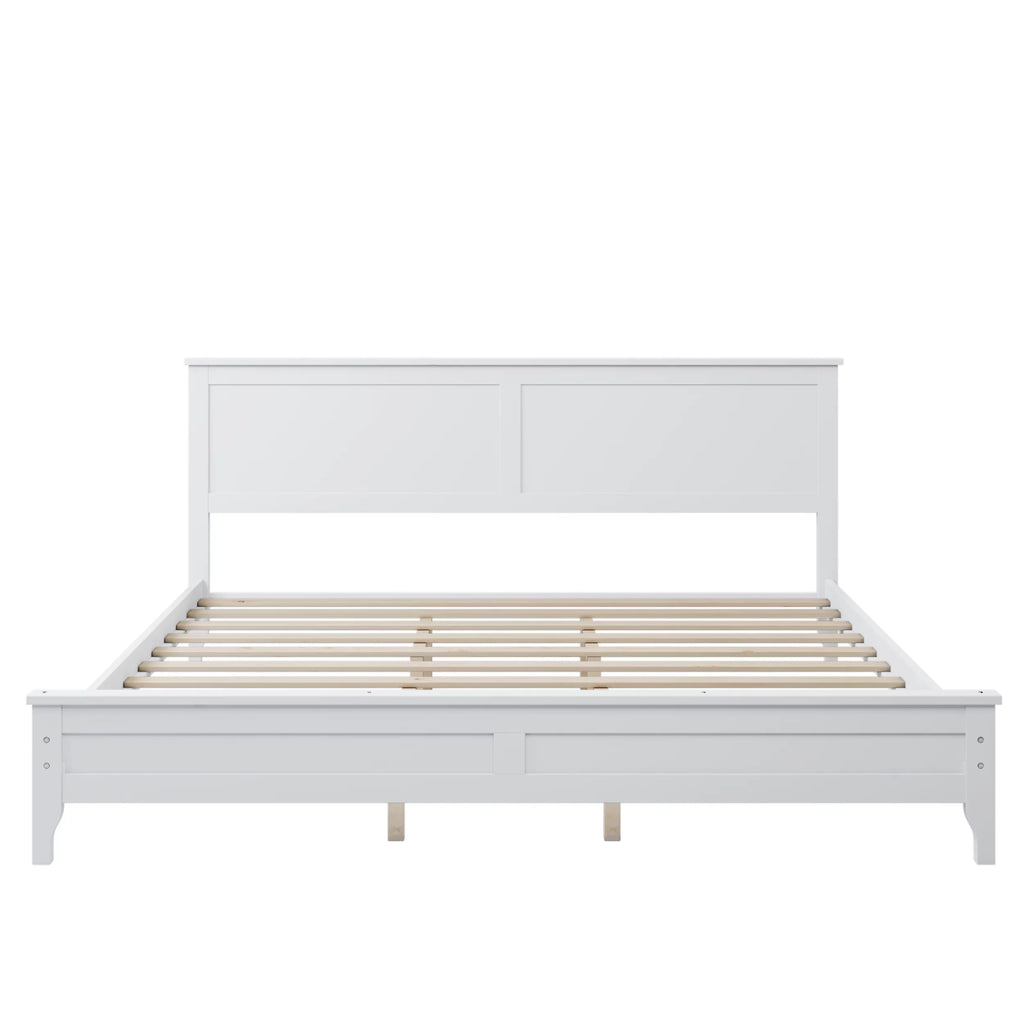 Modern White Solid Wood King Platform Bed P379708