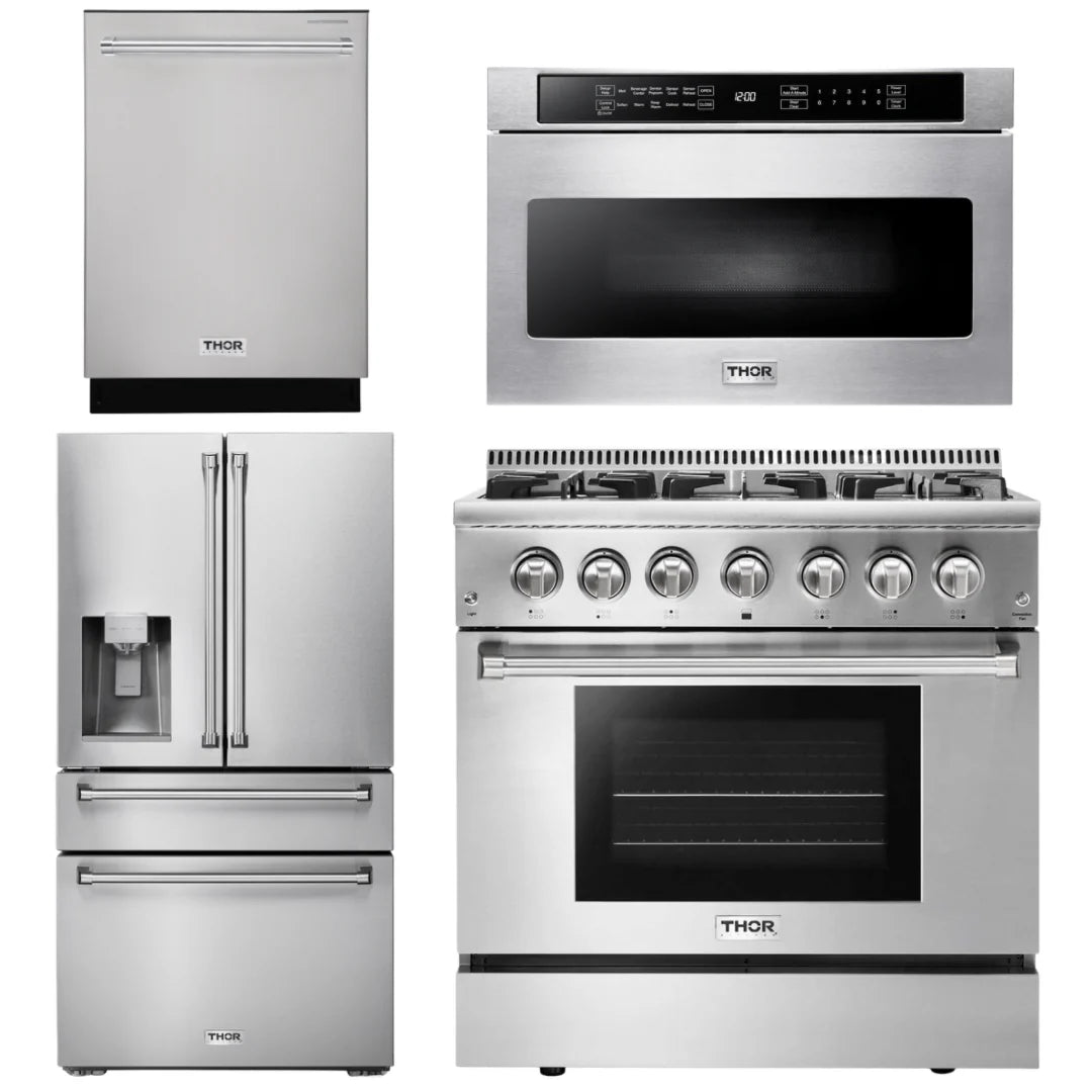 36 Dual Fuel Range, Microwave Drawer, Refrigerator, Dishwasher Z602