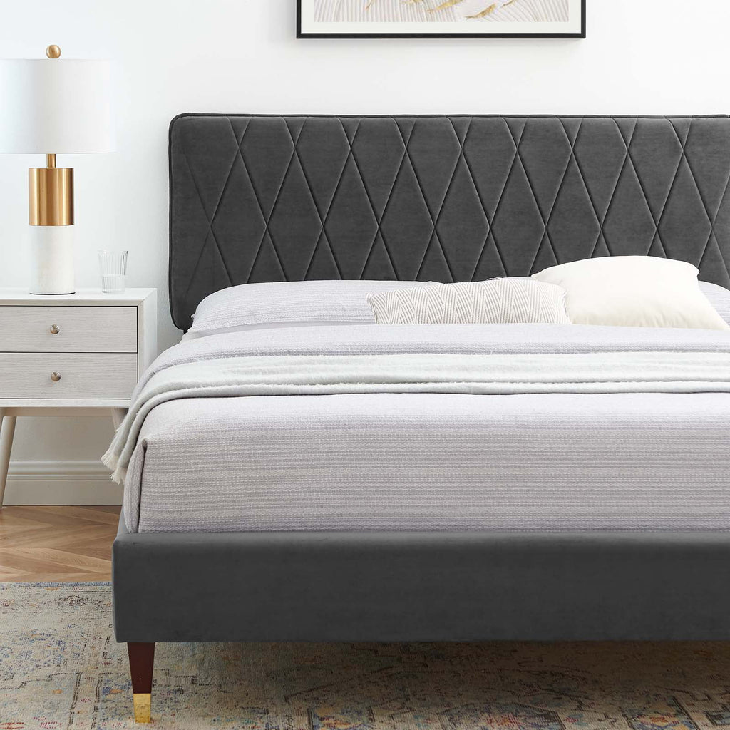 Queen Size Velvet Platform Bed Frame T111147