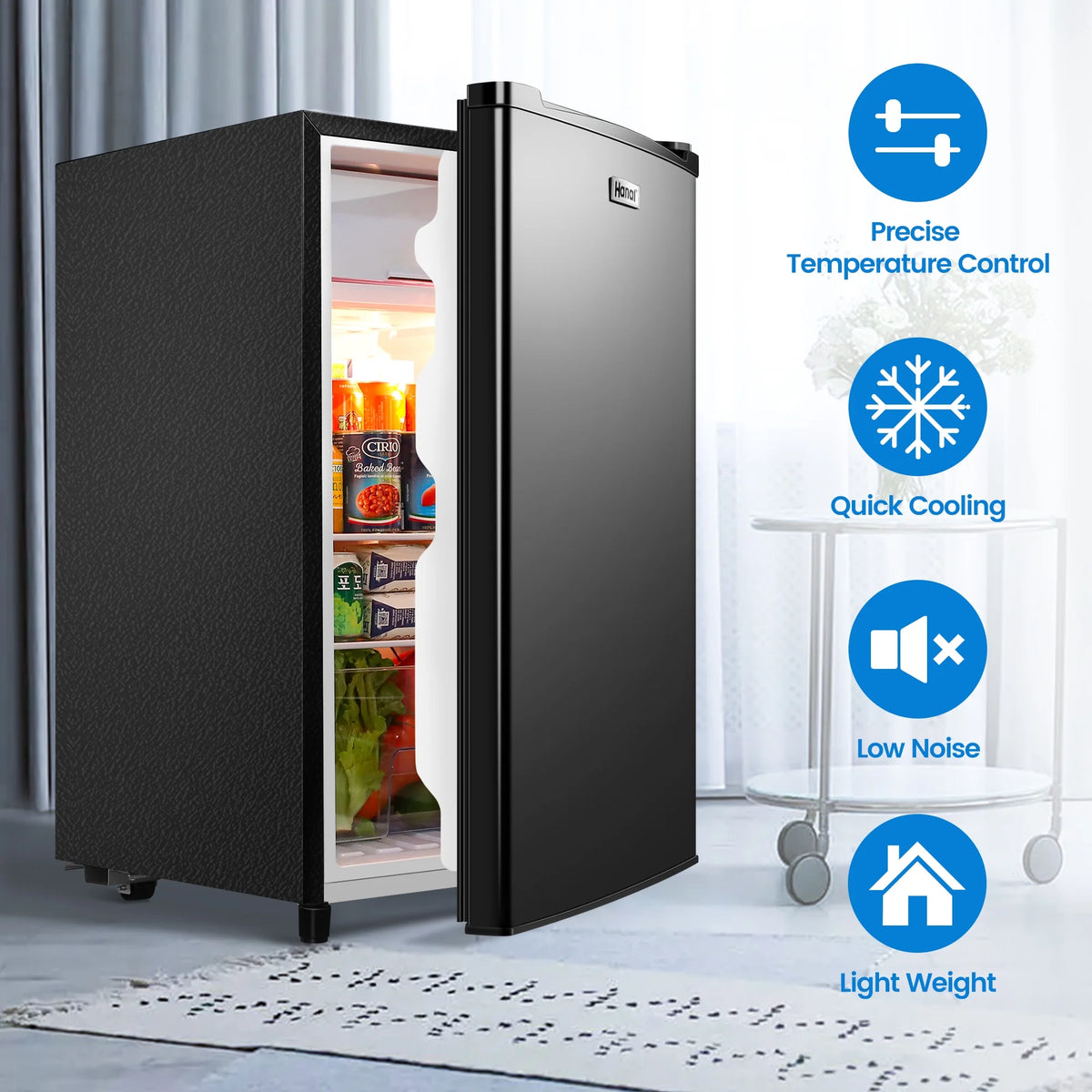 3.2 Cu ft Single Door Mini Fridge, Black H323232
