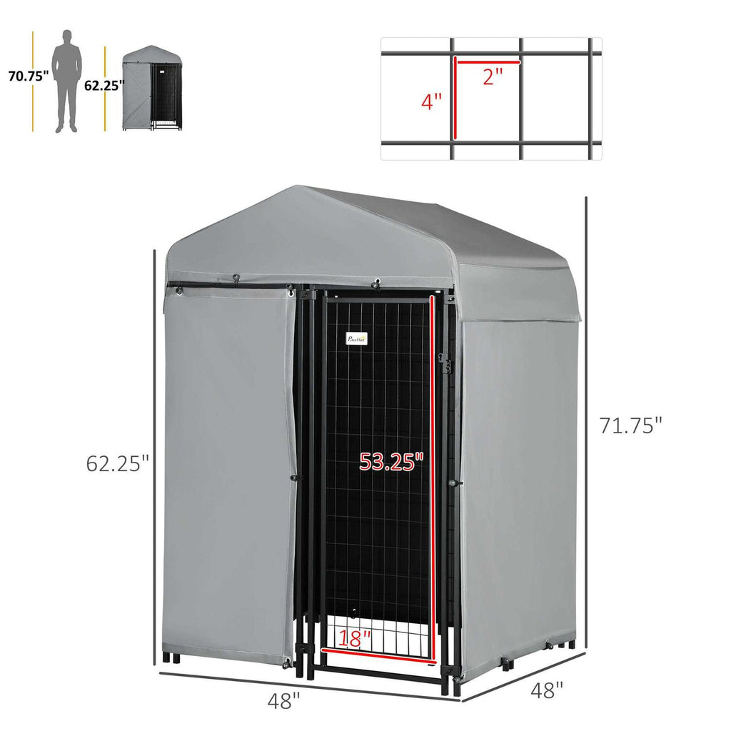 4 x 4 x 6 ft. Outdoor Dog Kennel with Waterproof Canopy I1025