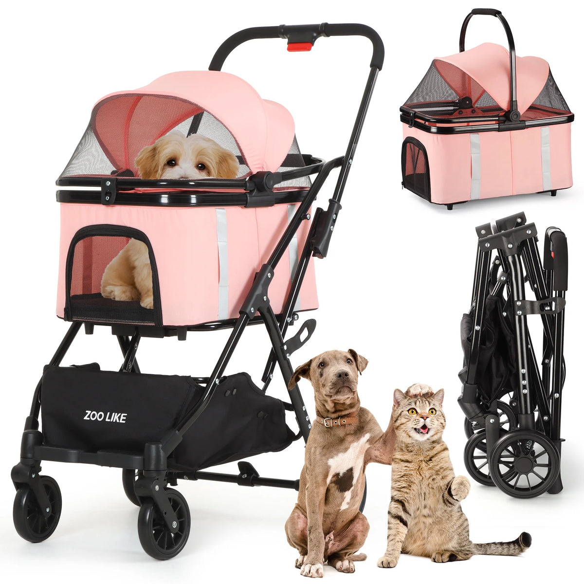 Foldable 4 Wheel Pet Stroller Q1566