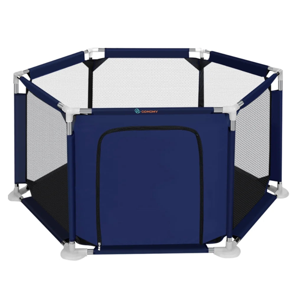 Blue 6 Panel Portable Baby Playpen A7241