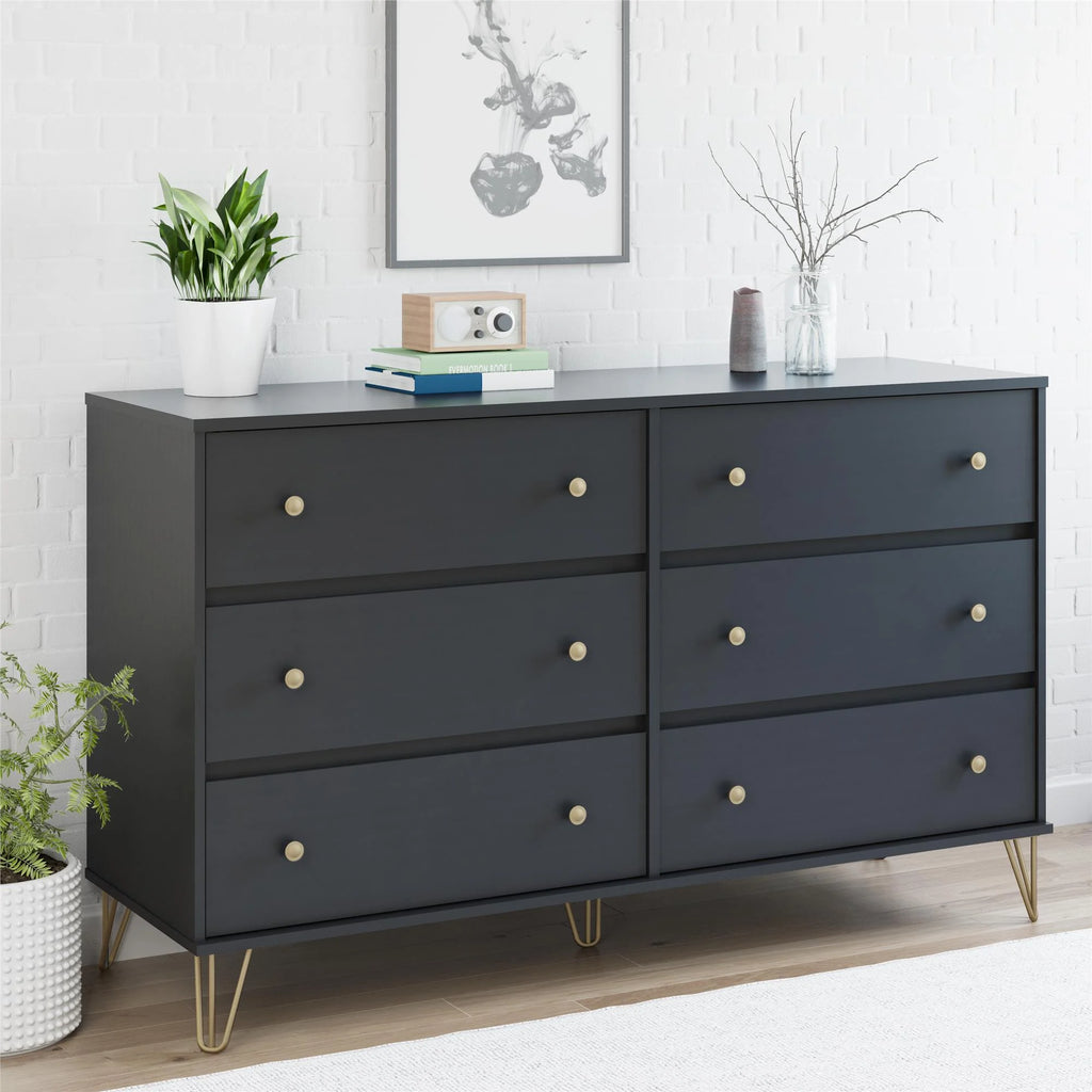 Black 6 Drawer Dresser W488