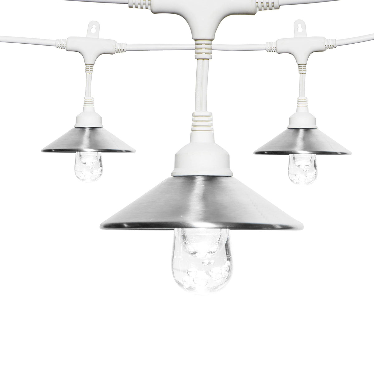 Classic LED Cafe Lights with 6 Stainless Steel Cage Shades D199106