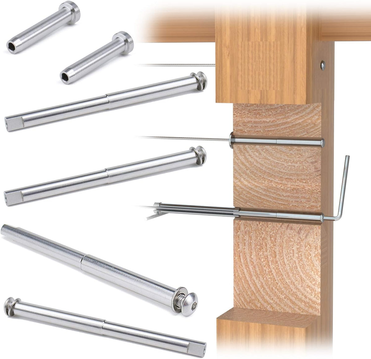 1/8 Cable Railing Kit Tensioner Fitting Swage Threaded Stud and Stemball Swage Combination Pack Q77012
