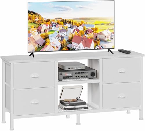 White TV Stand Dresser with 4 Drawers X538211