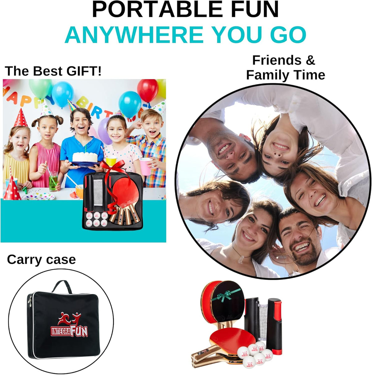 Ping Pong Paddle Set with Net and Balls L6044
