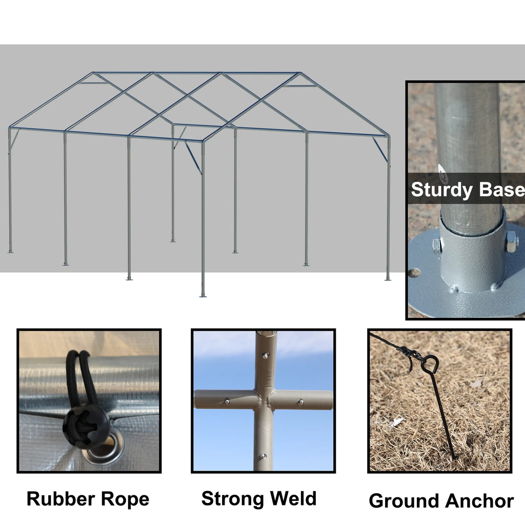 10 x 20 ft. Heavy Duty Steel Outdoor Carport Canopy B195855