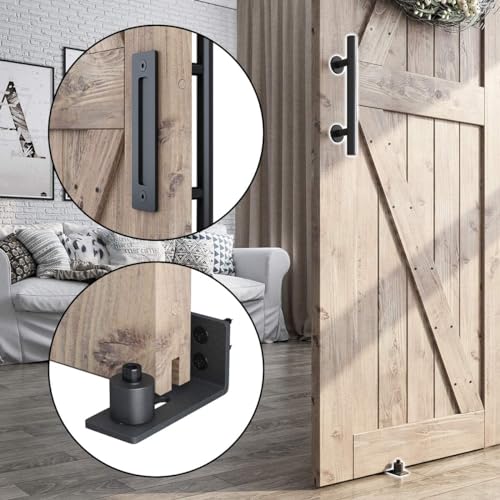 6.8FT Sliding Barn Door Hardware Kit with Track Kit, Pull Handle Set and Floor Guide F618