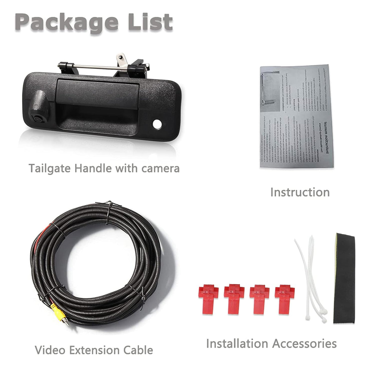 Tailgate Handle Backup Rear View Camera Black X364918