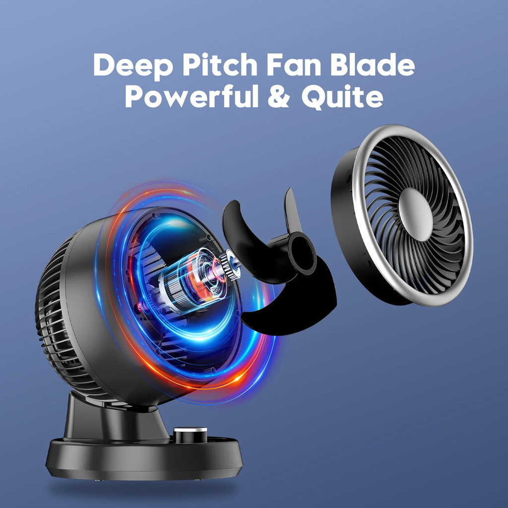 Portable Table Fan with 90° Auto-oscillation, 6 Tilting Head Settings, 3 Speeds Z977
