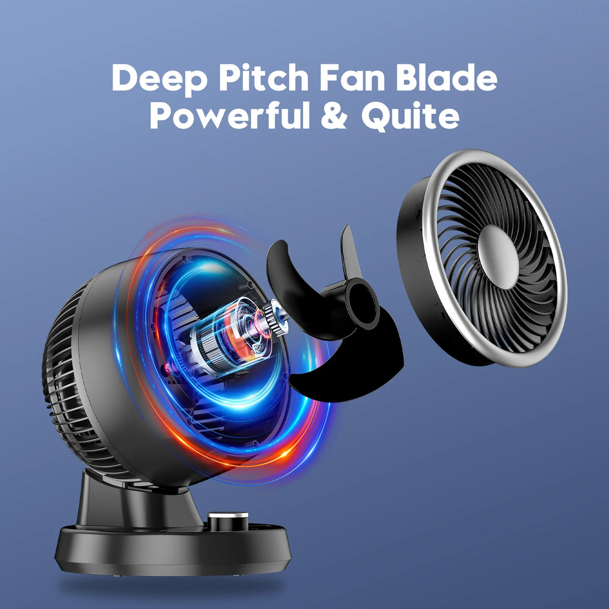 Portable Table Fan with 90° Auto-oscillation, 6 Tilting Head Settings, 3 Speeds Z977