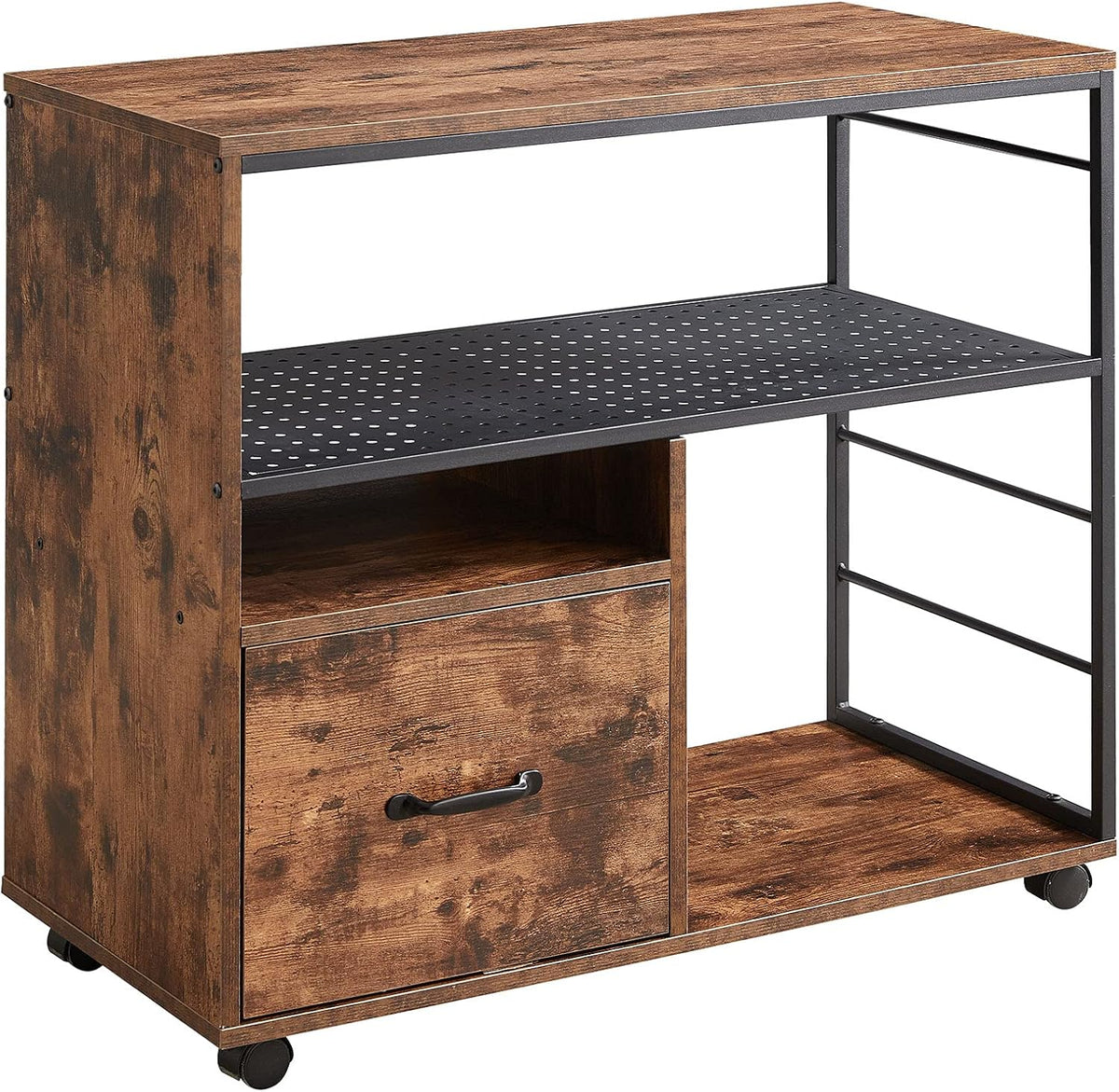 Industrial File Cabinet with Drawer and Open Storage Shelves A9772