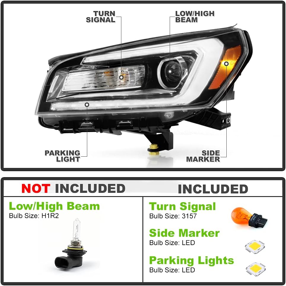 Black Halogen Headlight Lamp Left Driver Side G57656