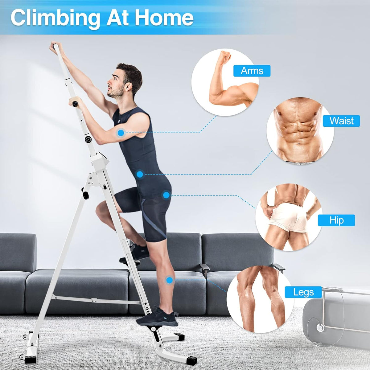 Folding Vertical Climber Exercise Machine with LCD Monitor Q692
