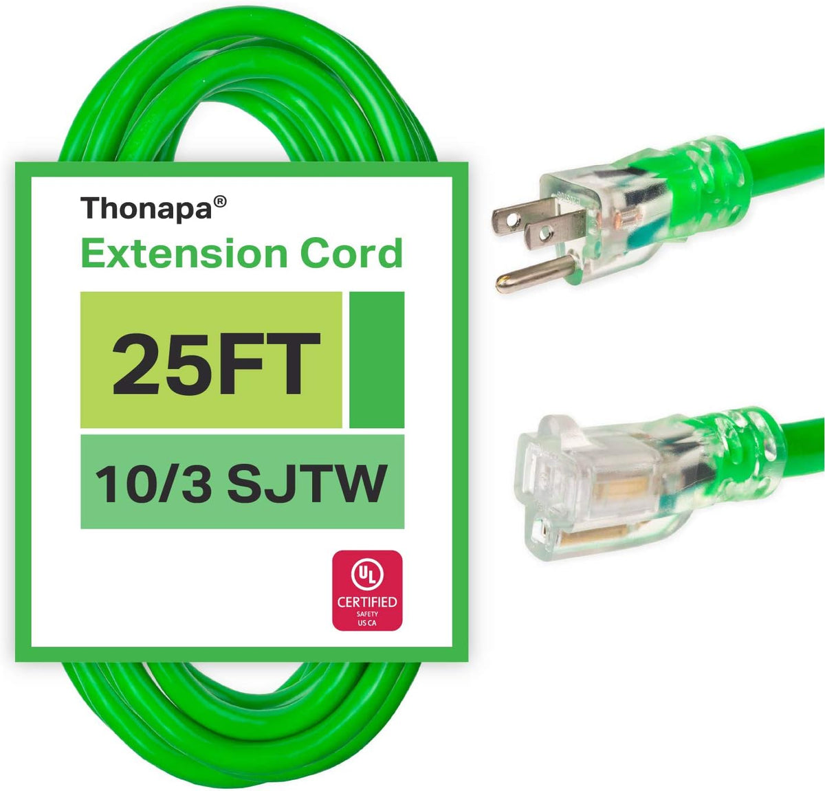 50 Foot 10 Gauge Neon Green Outdoor Extension Cord B4759