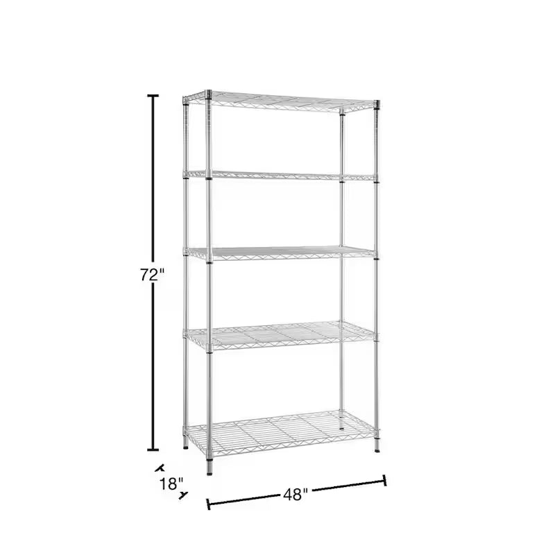 5-Tier Heavy Duty Steel Wire Shelving Unit in Chrome V1294