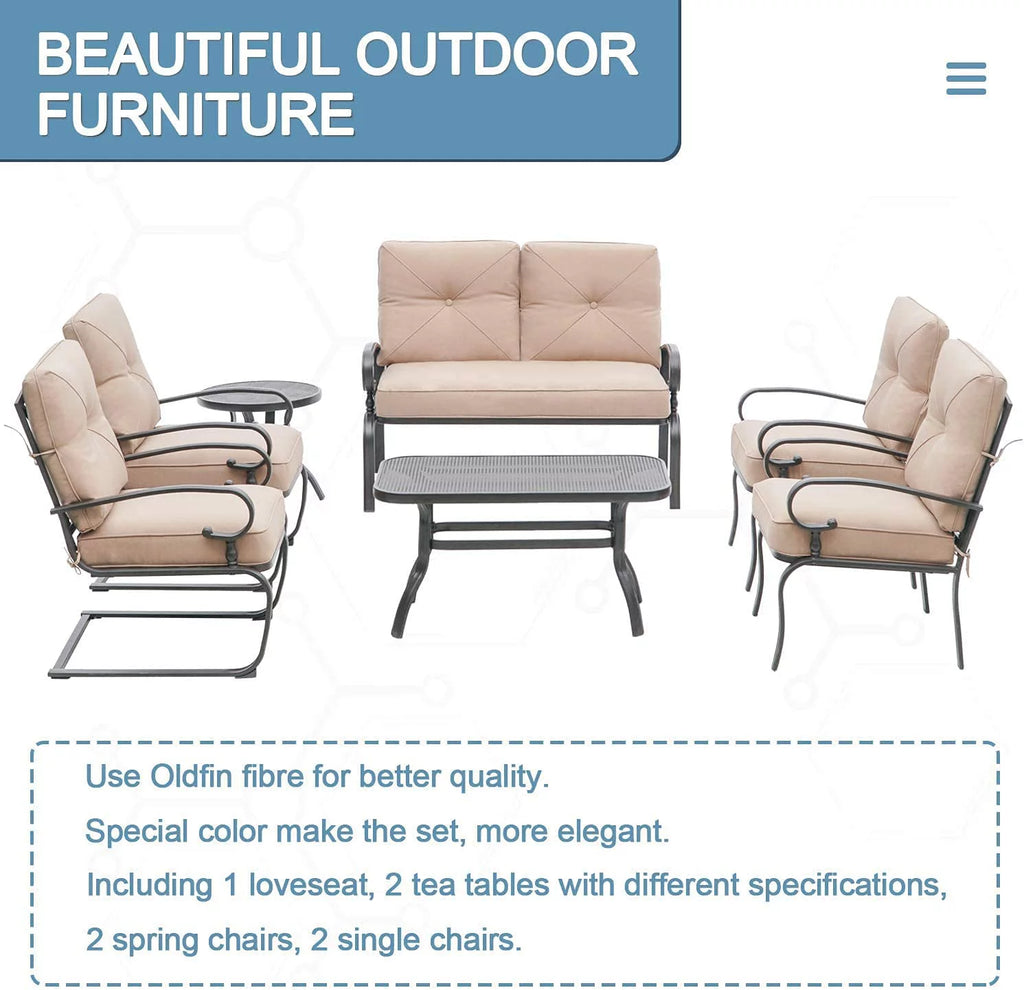 7-Piece Brown Metal Patio Conversation Set K492