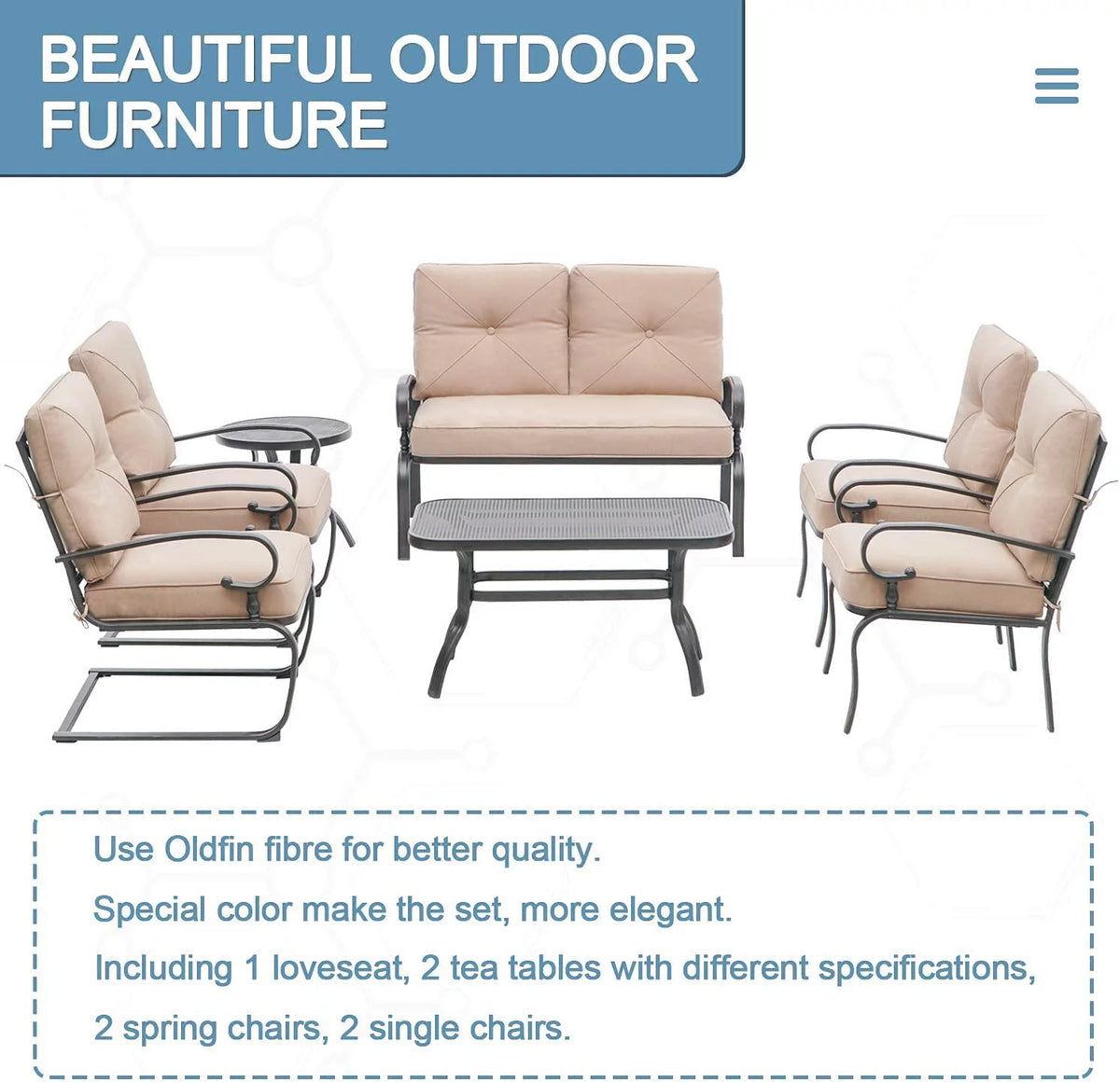 7-Piece Brown Metal Patio Conversation Set K492