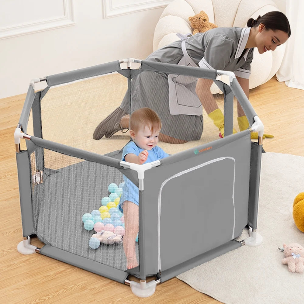 Blue 6 Panel Portable Baby Playpen A7241