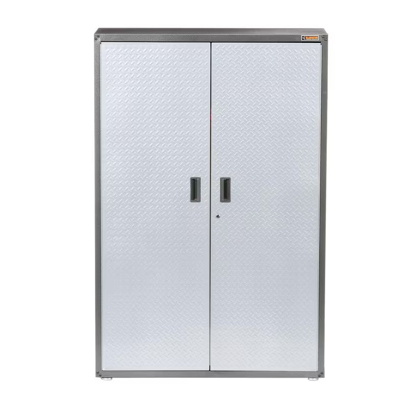 Steel Freestanding Garage Cabinet in Silver Tread K425