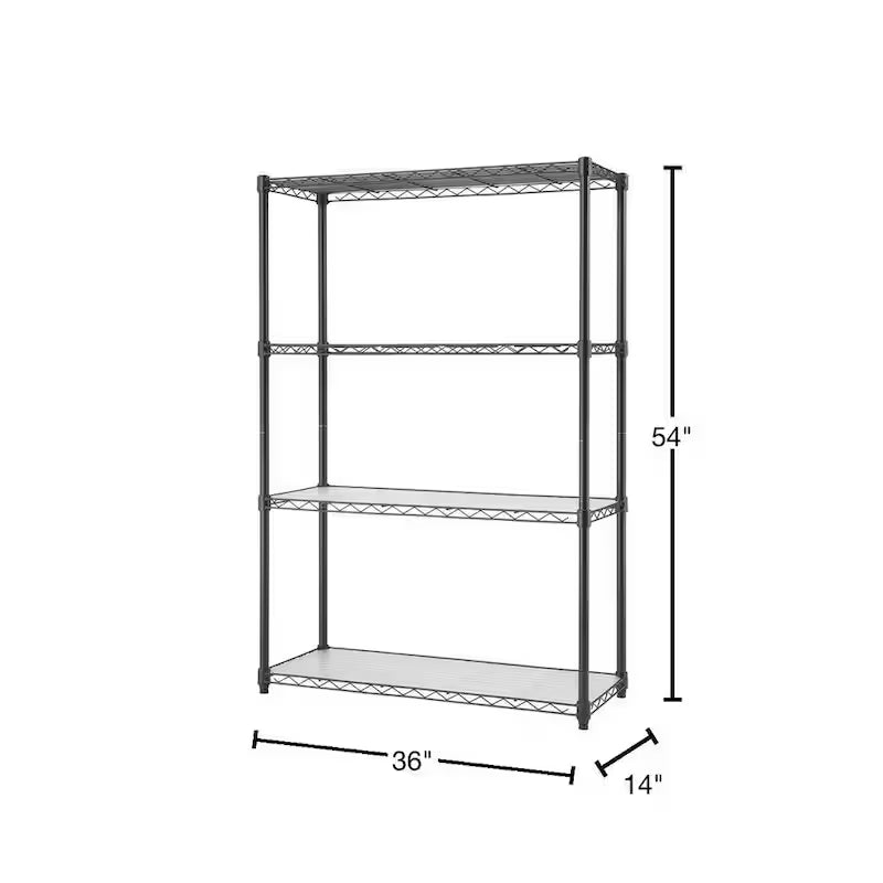 Dark Bronze 4-Tier Steel Wire Shelving Unit with Liners L123