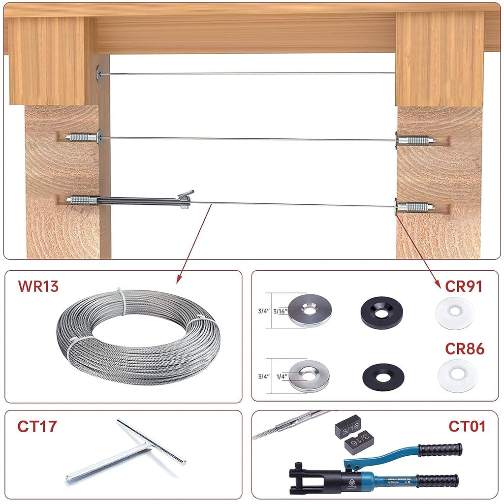 20 Pack 3/16 Invisible Cable Railing Kit T316 Stainless Steel D83526